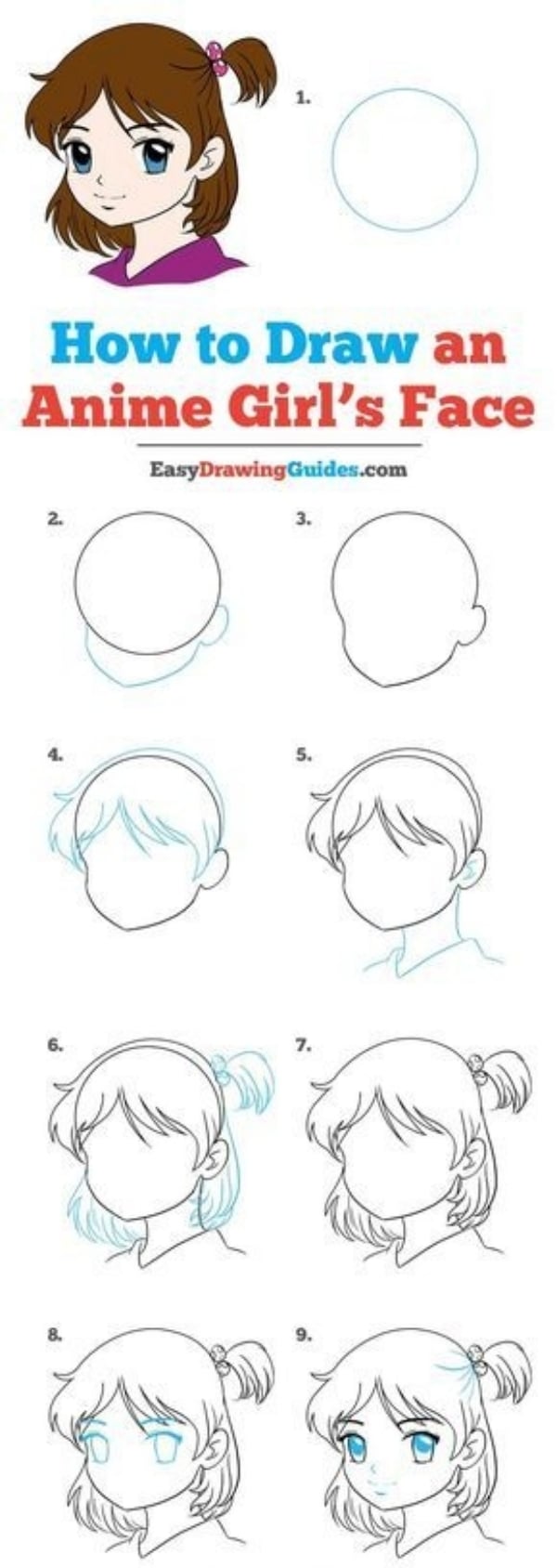 how to draw anime faces step by step