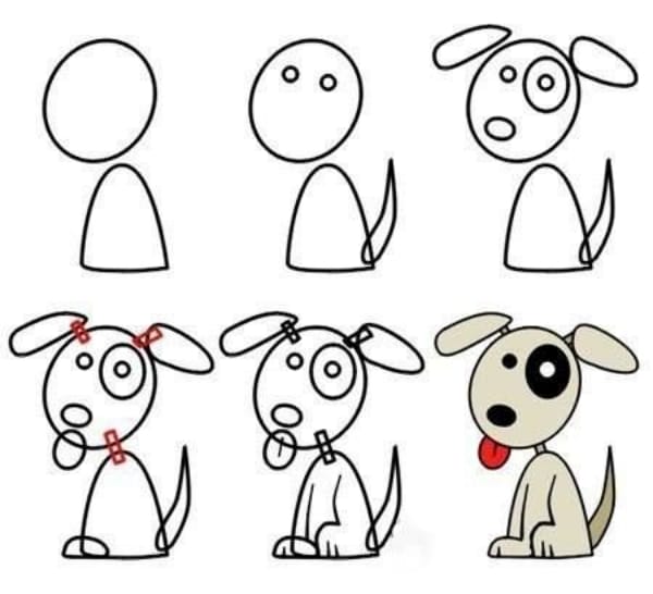 how to draw a dog step by step for kids easy